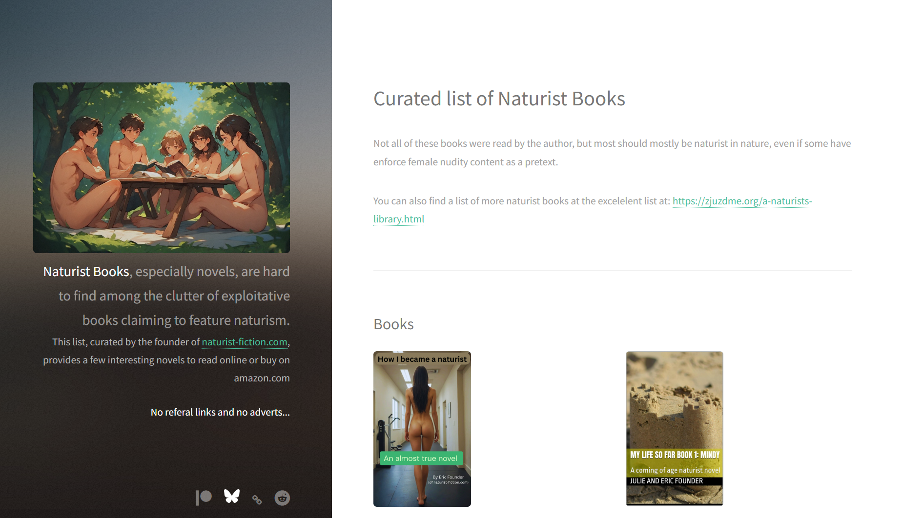 Screenshot preview of Naturist-books.com