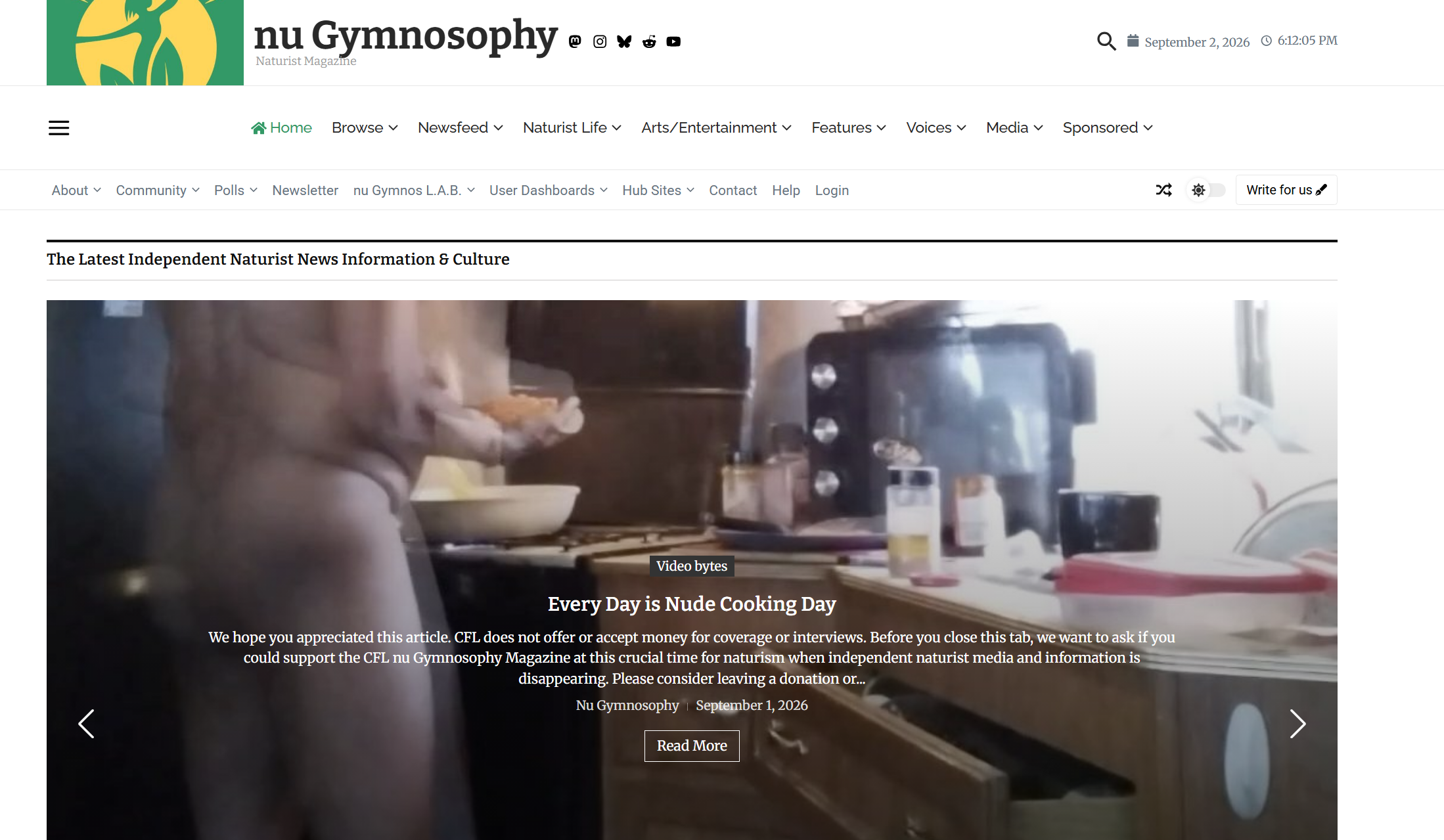 Screenshot preview of nu Gymnosophy Naturist Magazine